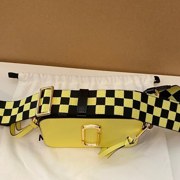 Marc Jacobs Yellow Crossbody Camera Bag with Checker Strap - Picture 14 of 15